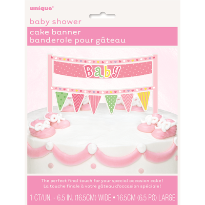 Baby Shower Pink Cake Topper Banner (16.5cm) Pk 1