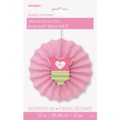 Baby Shower Girl Pink Decorative Fan (30cm) Pk 1