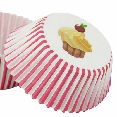 Red Cherry Cupcake Paper Cake Cups Cases Pk 40