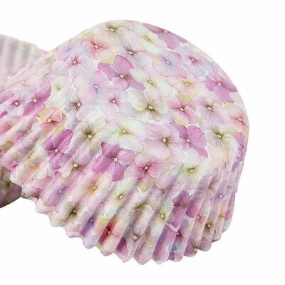 Purple Pink Petals Paper Cupcake Cups Cases Pk 40