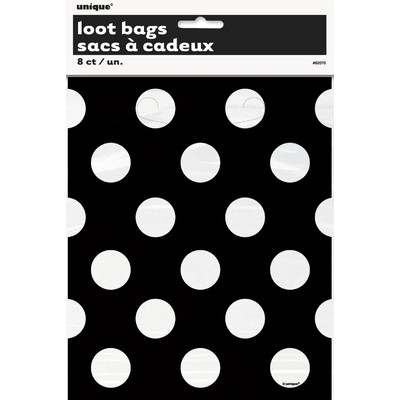 Black & White Polka Dot Loot Bags Pk 8