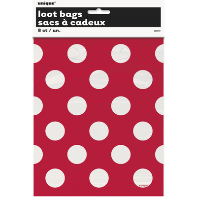 Red & White Polka Dots Loot Bags Pk 8