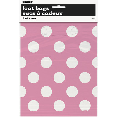 Hot Pink & White Polka Dot Loot Bags Pk 8