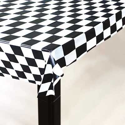 Black & White Check Plastic Tablecover 1.3x1.8m Motor Racing