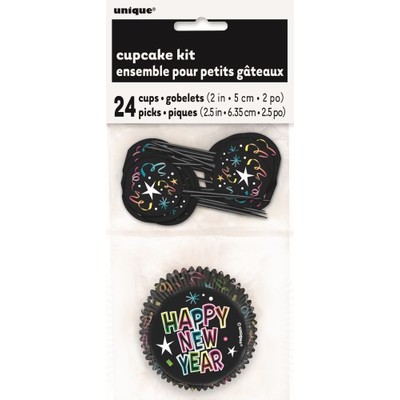 Happy New Year Cupcake Kit With Pick Toppers Pk 24