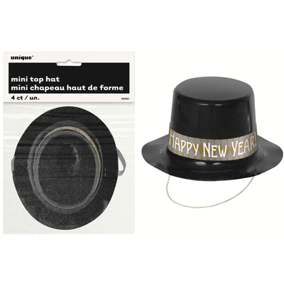 Mini Happy New Year Top Hats Pk 4
