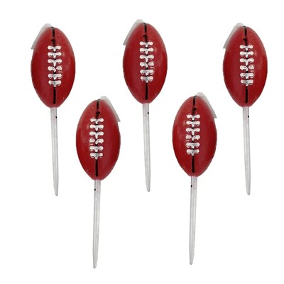 Football Cake Candles 6cm Pk 5