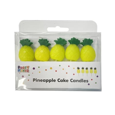Tropical Pineapple Cake Pick Candles Pk 5