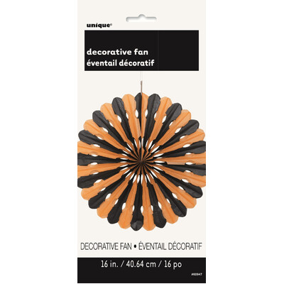 Orange & Black Decorative Paper Fan 40cm (Pk 1)