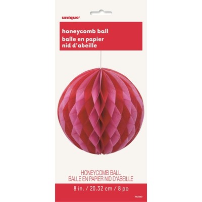 Red & Pink Honeycomb Ball Decoration (20cm) Pk1