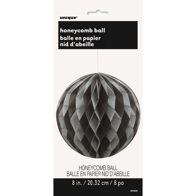Black & Silver Decorative Honeycomb Ball (20cm) Pk 1