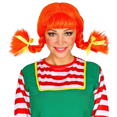 Adult Red Pippi Wig with Bendable Plaits