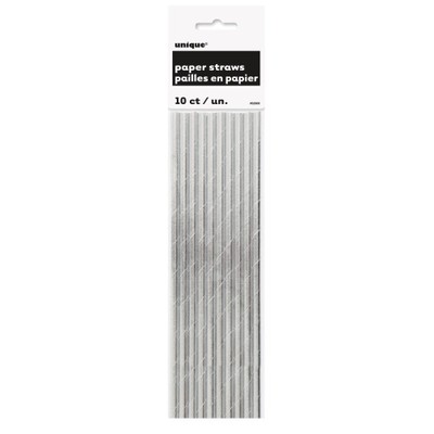 Silver Foil Paper Straws Pk 10
