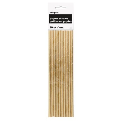 Gold Foil Paper Straws Pk 10