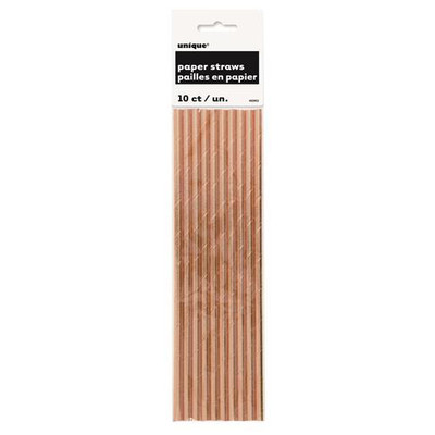 Rose Gold Foil Paper Straws Pk 10