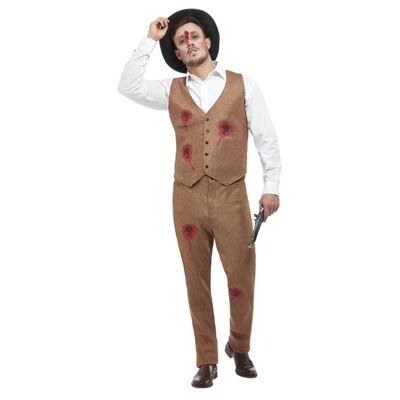 Adult Clyde Zombie Gangster Halloween Costume (X Large, 46-48in)