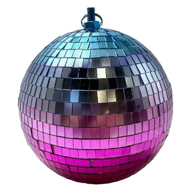 Blue Silver Pink Disco Mirror Ball 15cm | Hanging Rainbow Party Decoration