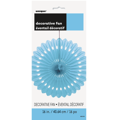 Light Blue Paper Fan Decoration (40cm) Pk 12 