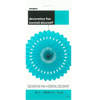 Teal Paper Fan Decoration (40cm) Pk 12