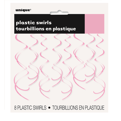 Pale Pink Hanging Swirl Decorations - 12 Packs of 8