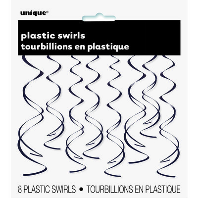 Black Hanging Swirl Decorations - 12 Packs of 8