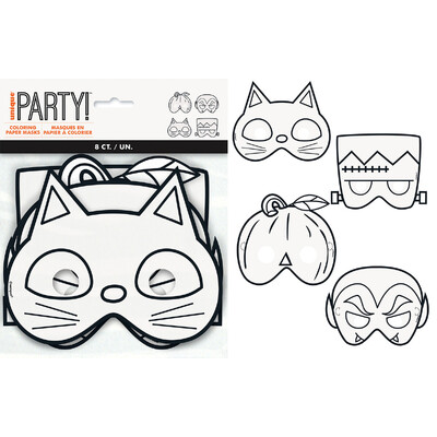 Colour In Halloween Paper Masks (Pk 8)
