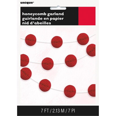 Red Mini Honeycomb Ball Garland 2.13m