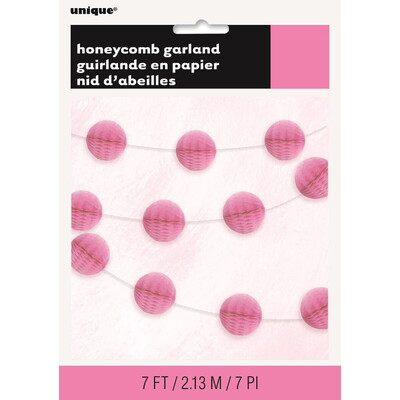 Hot Pink Mini Honeycomb Ball Garland 2.13m