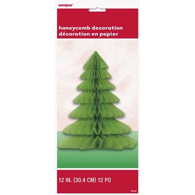 Green Christmas Tree Honeycomb Paper Centrepiece Decoration (30cm) Pk 1