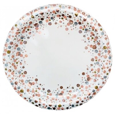 Rose Gold Sparkling Fizz 9in. Paper Plates Pk 8