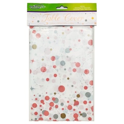 Rose Gold Sparkling Fizz Plastic Tablecover (137cm x 259cm) Pk 1
