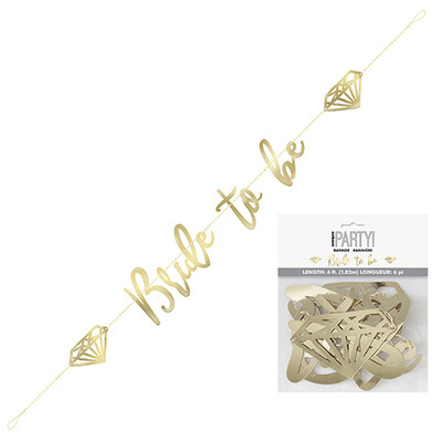 Bride To Be Gold Jointed Script Banner (1.82m) Pk 1