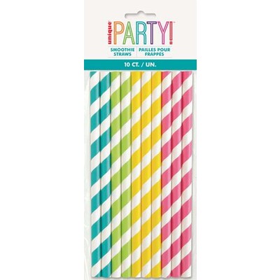 Paper Smoothie Straws Assorted Stripe Colours Pk10