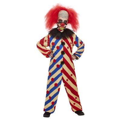 Child Red & Blue Creepy Clown Halloween Costume (Small, 4-6 Yrs)