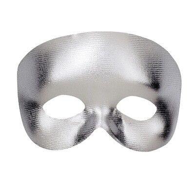Phantom Metallic Silver Masquerade Eye Mask | DIY Costume Mask with Elastic Band