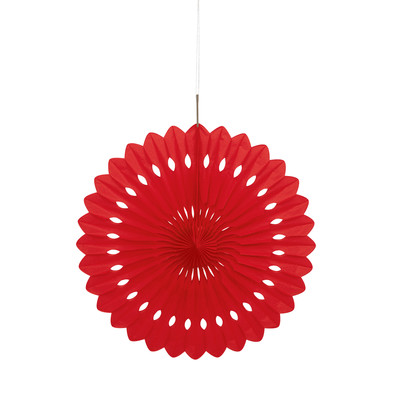 Red Paper Fan Decoration (40cm) Pk 12