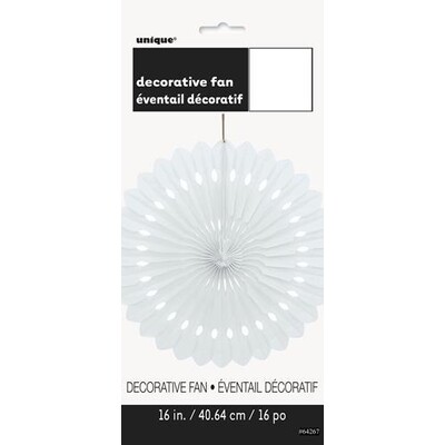 White Decorative Paper Fan Decoration (40cm) Pk 12