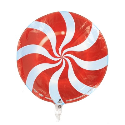 18in (45cm) Red Candy Swirl Foil Balloon Pk1