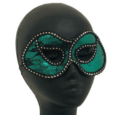 Green & Black Lace Masquerade Mask Pk 1 