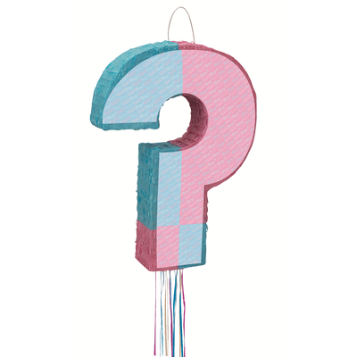 Baby Gender Reveal Question Mark Pull String Pinata Pk 1