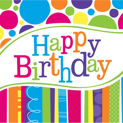 Happy Birthday 2Ply Lunch Napkins - Bright & Bold Birthday Pk 18