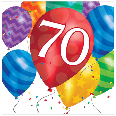 70th Birthday Balloon Blast 2Ply Lunch Napkins Pk 16