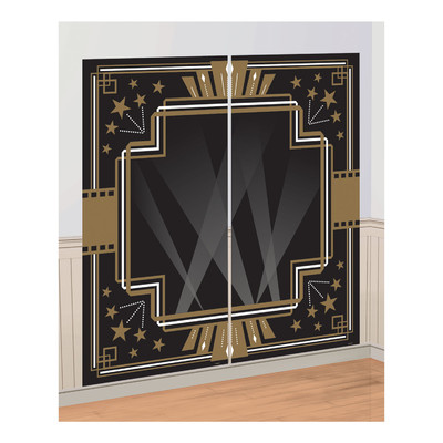 Glitz & Glam Black & Gold Scene Setter Wall Decorating Kit (165cm x 82cm) Pk 1