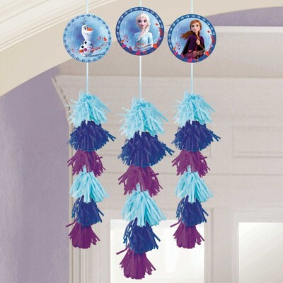 Frozen 2 Cutout Dangle Decorations with Attached Tassels (1.9m) Pk 3