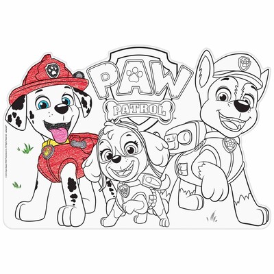 Paw Patrol Placemats Colour In Pk 8