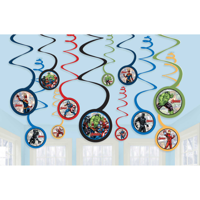 Avengers Hanging Swirl Decoration (Pk 12)