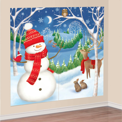 Christmas Winter Friends Scene Setter Backdrop (Pk 2)