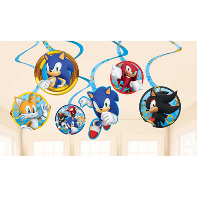 Sonic The Hedgehog Hanging Swirls Decorations (Pk 12)