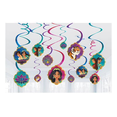 Disney Aladdin Hanging Swirl Decorations Pk 12