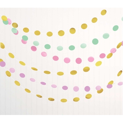Pastel Colours Circle Dot Garlands 2.13m (Pk 6)